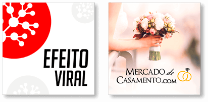 Imagem com Logos do Efeito Viral e Mercado de Casamento